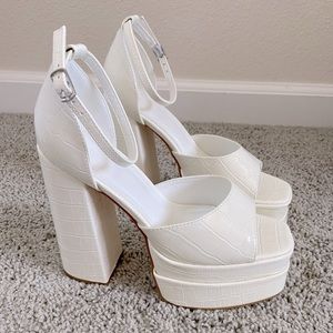 Forever 21 Platform Heels in White Faux Croc